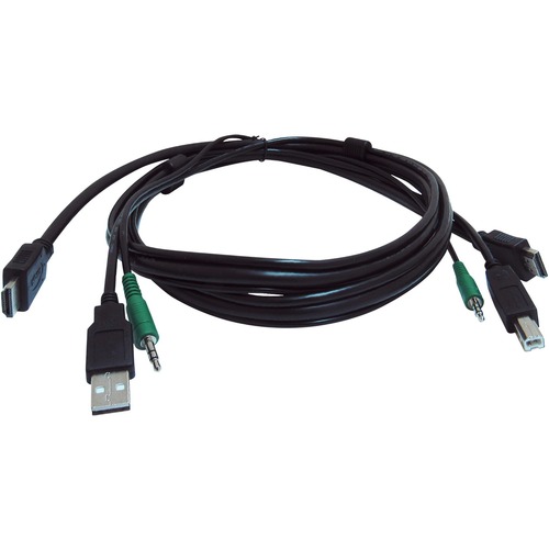 Black Box Secure KVM Cable - Each end (1) USB, (1) or (2) HDMI, (1) 3.5mm Audio - 6 ft KVM Cable for KVM Switch, PC - First End: 1 x USB - Male, 1 x HDMI Digital Audio/Video - Male, 1 x 3.5mm Stereo Audio - Male - Second End: 1 x USB - Male, 1 x HDMI Digi