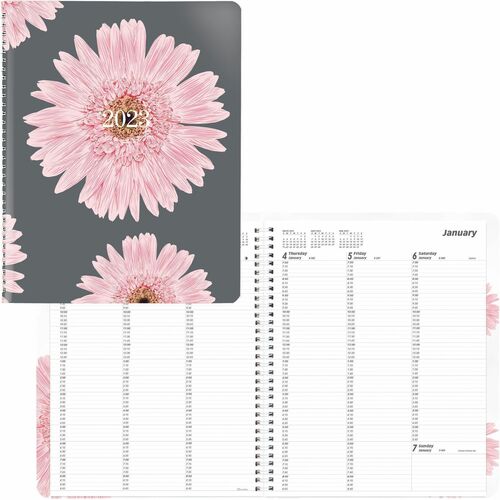 Brownline Essential Weekly Planner/Appointment Book - Weekly - 12 Month - January - December - 7:00 AM to 8:45 PM, 7:00 AM to 5:45 PM - Saturday - 1 Week Double Page Layout - 11" x 8 1/2" Sheet Size - Twin Wire - Pink - Dated Planning Page, Appointment Sc