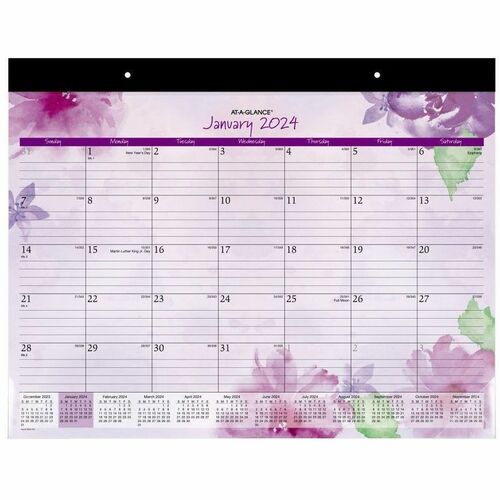 At-A-Glance Beautiful Day 2025 Monthly Desk Pad Calendar, Standard, 21 3/4" x 17" - Standard - Julian Dates - Monthly - 12 Month - January 2025 to December 2025 - 1 Month Single Page Layout - 21 3/4" x 17" Sheet Size - White Sheet - 2 x Holes - Headband -