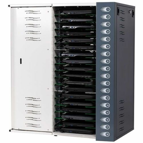 LocknCharge Putnam 18-C Charging Station, Pre-Wired with USB-C Cables (65W charger) - 31" (787.40 mm) Height x 16" (406.40 mm) Width - For Notebook, Chromebook, Tablet - Charge Function, Cable Management, Combination Lock, Stackable, Removable Shelf