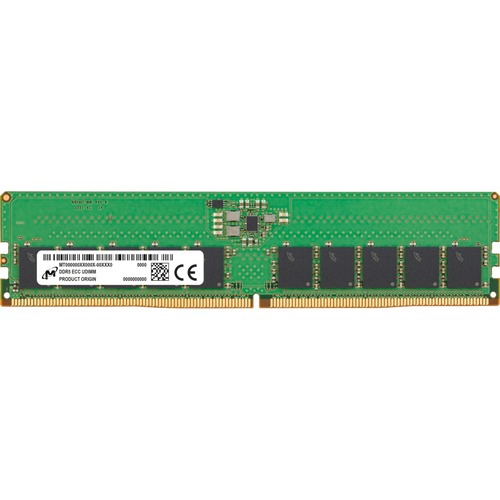 Crucial 16GB DDR5 SDRAM Memory Module - For Server, Workstation - 16 GB (1 x 16GB) - DDR5-4800/PC5-38400 DDR5 SDRAM - 4800 MHz Single-rank Memory - CL40 - 1.10 V - ECC - Unbuffered - 288-pin - DIMM - 3 Year Warranty