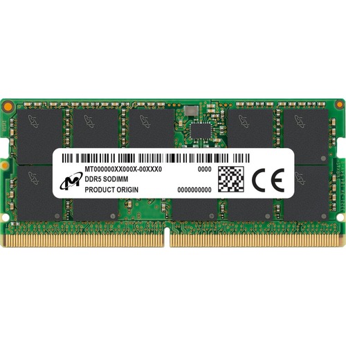 Crucial 32GB DDR5 SDRAM Memory Module - For Notebook - 32 GB (1 x 32GB) - DDR5-4800/PC5-38400 DDR5 SDRAM - 4800 MHz Dual-rank Memory - CL40 - 1.10 V - ECC - Unbuffered - 262-pin - SoDIMM - 3 Year Warranty