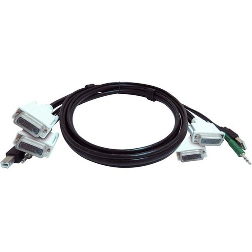 Black Box Secure KVM Cable - Each end (1) USB, (1) or (2) Dual-Link DVI, (1) 3.5mm Audio - 6 ft KVM Cable for KVM Switch, PC - First End: 1 x USB - Male, 2 x DVI (Dual-Link) Digital Video - Male, 1 x 3.5mm Stereo Audio - Male - Second End: 1 x USB - Male,