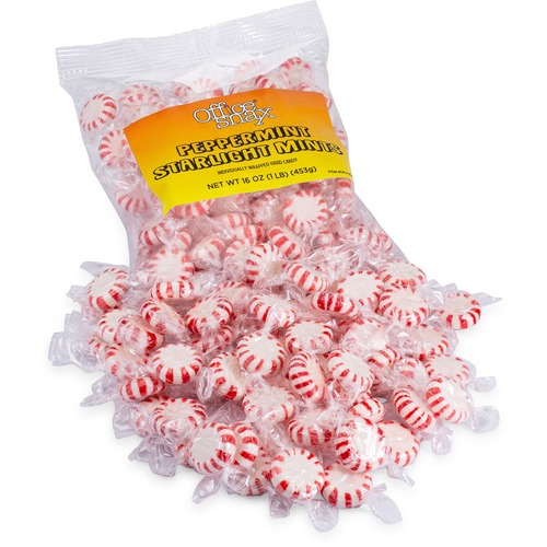 Office Snax Starlight Peppermints Hard Candy - Starlight Peppermint - Individually Wrapped - 16 oz - 1 Each