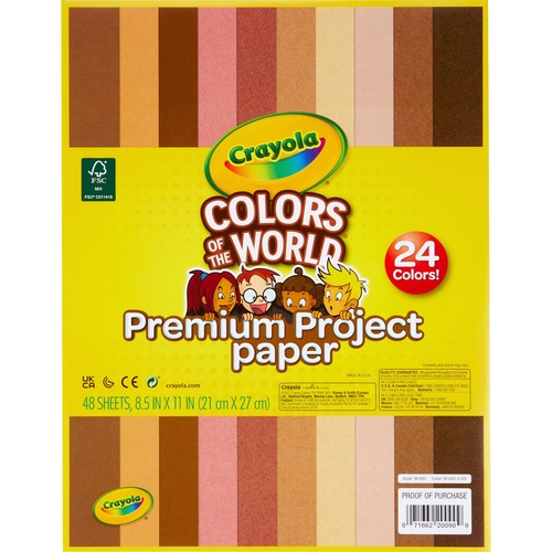 Crayola Colors of the World Construction Paper - Student, Construction, Artwork - 24 Piece(s) - 8.50"Width x 11"Length - 48 / Pack - Multi - Paper