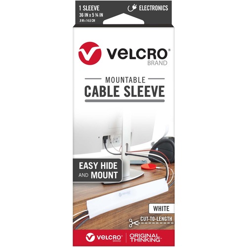 VELCRO® Mountable Cut-To-Length Cable Sleeves - Cable Sleeve - White - 1 - 36" Length