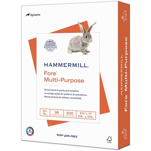 Hammermill Fore Multipurpose Copy Paper - White - 96 Brightness - Letter - 8 1/2" x 11" - 20 lb Basis Weight - 40 / Pallet - Acid-free - White