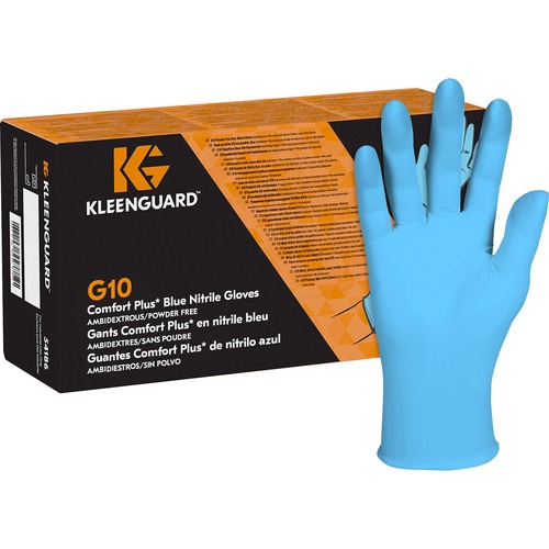 Kleenguard G10 Comfort Plus Gloves - Small Size - For Right/Left Hand - Nitrile - Blue - High Tactile Sensitivity, Textured Grip - For Food Handling, Food Preparation, Manufacturing, Food Service, Electrical, Electrical Contracting, Painting, Automotive -
