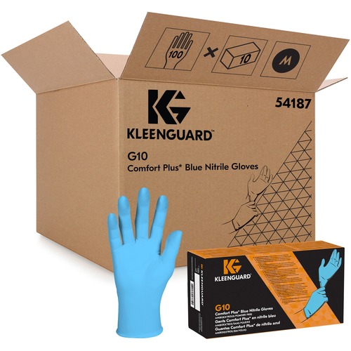Kleenguard G10 Comfort Plus Gloves - Medium Size - For Right/Left Hand - Nitrile - Blue - High Tactile Sensitivity, Textured Grip - For Food Handling, Food Preparation, Manufacturing, Food Service, Electrical, Electrical Contracting, Painting, Automotive 