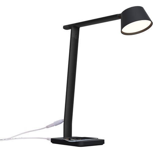 Bostitch Verve Adjustable LED Desk Lamp - LED Bulb - Adjustable, Dimmable, Adjustable Brightness, Clock, Durable, Wireless Charging, Swivel Base, Color Changing Mode - Aluminum - Desk Mountable - Black - for Desk - Alexa Supported