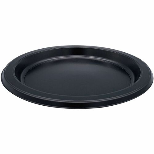 Genuine Joe 7" Disposable Plastic Plates - Picnic, Food, Party, Breakroom - Disposable - 7" Diameter - Black - Plastic Body - Round - 125 / Pack