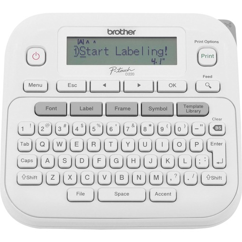 Brother® P-touch PT-D220 Home/Office Everyday Label Maker - 14 Fonts - 180 dpi - QWERTY keyboard - Takes TZe Label Tapes up to ~1/2 inch