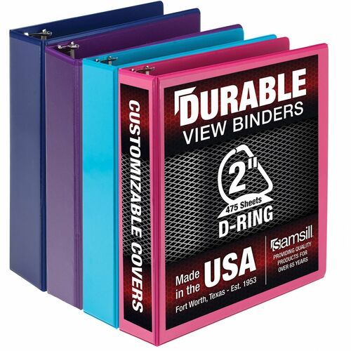 Samsill Durable 2 Inch Binder, Made in the USA, D Ring Customizable Clear View Binder, Fashion Assortment, 4 Pack, Each Holds 475Page (MP46469) - 2" Binder Capacity - Letter - 8 1/2" x 11" Sheet Size - 475 Sheet Capacity - 2" Ring - 3 x D-Ring Fastener(s)