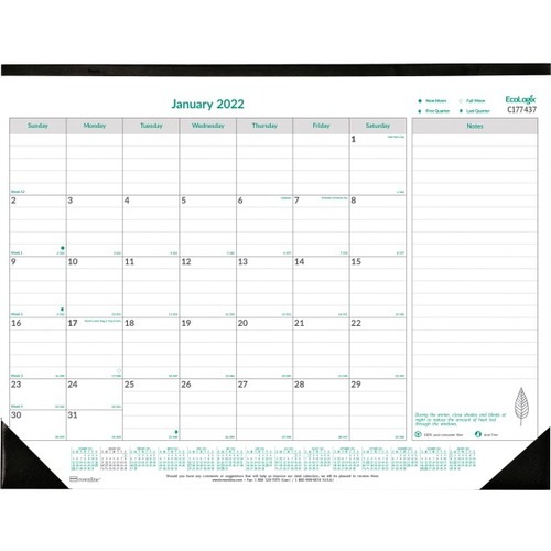 Brownline® EcoLogix Monthly Desk Pad Calendar, 22" x 17", 100% Recycled, FSC® Certified, Green/White, January To December 2023, C177437 - Large Size - Monthly - 12 Month - January 2023 - December 2023 - 1 Month Single Page Layout - 22" x