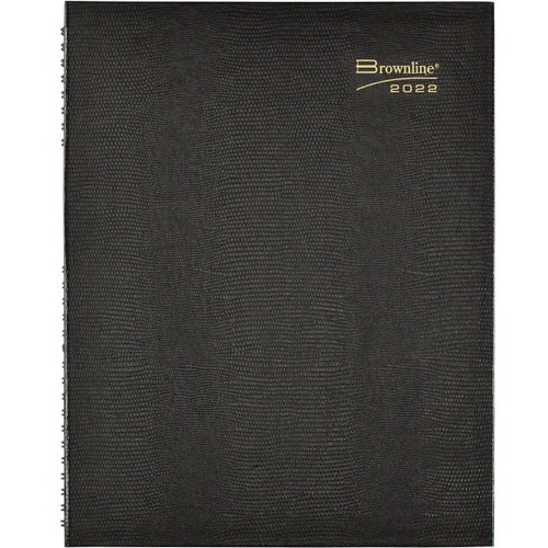 Brownline® CoilPro™ 14-Month Monthly Planner, 11" x 8-1/2", 50% Recycled, Black, December 2022 To January 2024, CB1262C.BLK - Large Size - Monthly - 14 Month - December 2022 - January 2024 - 1 Month Single Page Layout - 8 1/2" x 11" Wh