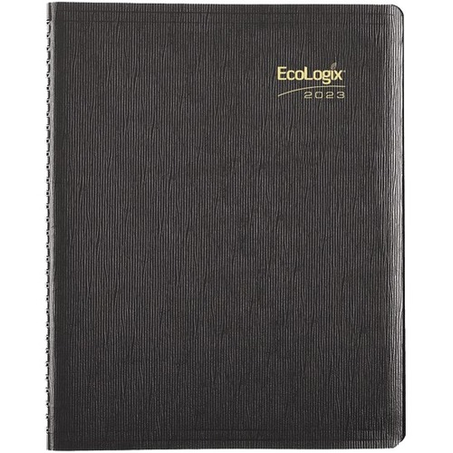 Brownline® EcoLogix Weekly Appointment Planner, 11" x 8-1/2", 100% Recycled, FSC® Certified, Black, January To December 2023, CB425W.BLK - Large Size - Weekly - 12 Month - January 2023 - December 2023 - 7:00 AM to 8:45 PM - Quarter-hourl