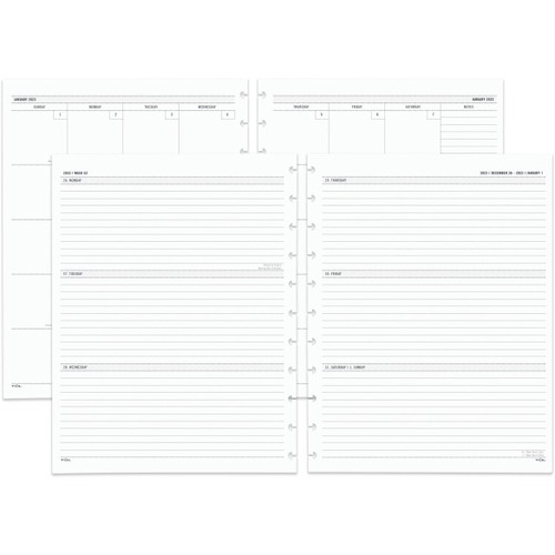 TUL Discbound Weekly/Monthly Refill Pages, Letter Size, January To December 2023 - Weekly, Monthly - 12 Month - January 2023 - December 2023 - 1 Month, 1 Week Double Page Layout - 8 1/2" x 11" White Sheet - 11-ring - White - Paper - Planner Page, Note Pag