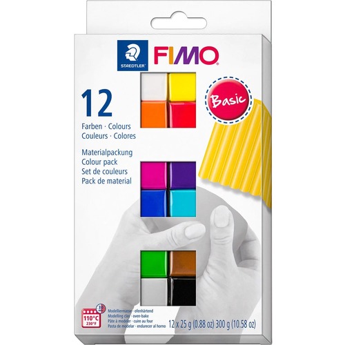Staedtler Mars FIMO Soft 8023 C Oven-Bake Modelling Clay - Jewelry, Accessories, Decoration, Education, Home, Classroom - 12 / Pack - Assorted - Cardboard