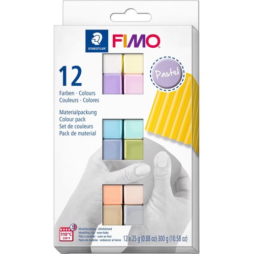 Staedtler Mars FIMO Soft 8023 C Oven-Bake Modelling Clay - Jewelry, Accessories, Decoration, Education, Home, Classroom - 12 / Pack - Assorted Pastel - Cardboard - Modeling Clays & Accessories - FMX8023C123