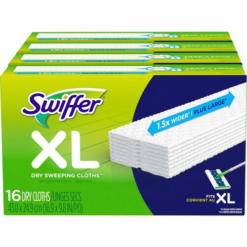 Swiffer Sweeper XL Dry Sweeping Cloths - X-Large - White - 16 Per Box - 4 / Carton
