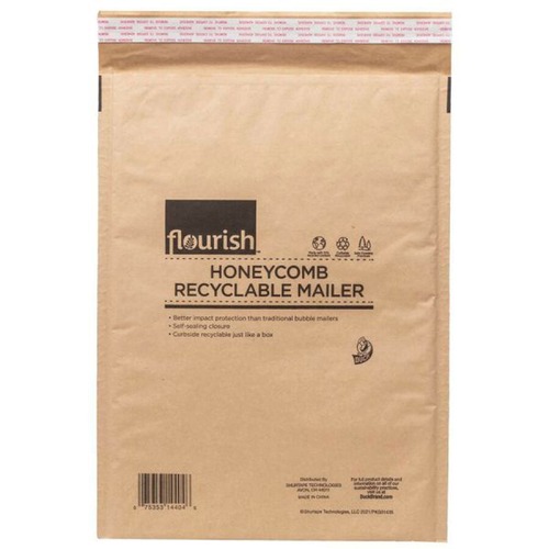 Duck Brand Flourish Honeycomb Recyclable Mailers - Mailing/Shipping - 14 4/5" Length - Flap - 1 Each - Brown