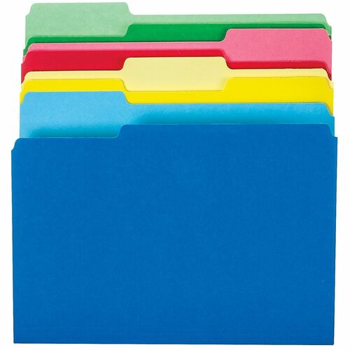 Office Depot® Brand 2-Tone File Folders, 1/3 Cut, Letter Size, Assorted Colors, Pack Of 24 - 8 1/2" x 11" - Capacity3/4" Expansion - Top Tab Location - Full Length Tab Position - Card Stock - Blue, Yellow, Green, Red - 10% Recycled - 24 Pack