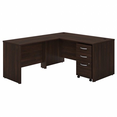 Bush Business Furniture Studio C L Shaped Desk - 60" x 30"30" - 3 x File, Box Drawer(s) - Finish: Black Walnut, Thermofused Laminate (TFL)