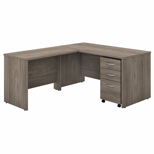 Bush Business Furniture Studio C L Shaped Desk - 60" x 30"30" - 3 x File, Box Drawer(s) - Finish: Modern Hickory, Thermofused Laminate (TFL)