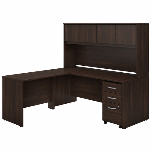 Bush Business Furniture Studio C L Shaped Desk - 71" x 71.1"65.9" - 3 x File, Box Drawer(s) - 4 Door(s) - Finish: Black Walnut, Thermofused Laminate (TFL)
