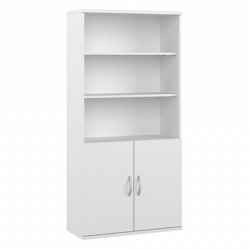 Bush Business Furniture Studio A White Desking Unit - 35.7" x 16.2"72.8" - 2 Door(s) - 5 Shelve(s) - 3 Adjustable Shelf(ves) - Finish: White, Laminate
