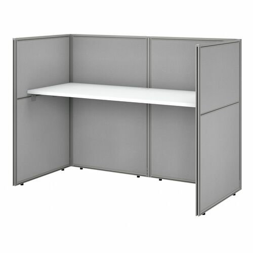 Bush Business Furniture Easy Office 60W Cubicle Desk Workstation with 45H Closed Panels - 1" Surface, 60" Desk, 45 Panel, 61" x 31"45, 60" x 24" Desktop - Material: Fabric - Finish: Pure White, Silver Gray, Thermofused Laminate (TFL) - Durable, Cable Mana