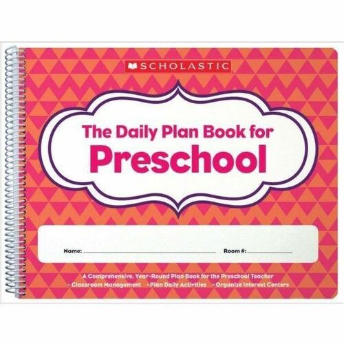 Scholastic Daily Plan Book For Preschool, 2nd Edition, 12" x 9 1/2" , Pink - 9 1/2" x 12" Sheet Size - Spiral Bound - Pink Paper Cover - 12" Width