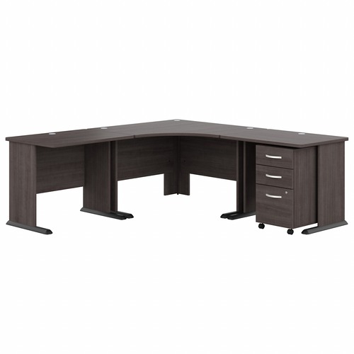 Bush Business Furniture Studio A 83W Large Corner Desk with 3-Drawer Mobile File Cabinet - 82.8" x 82.8"29.7" - 3 x File, Box Drawer(s) - Finish: Thermoplastic Laminate, Storm Gray