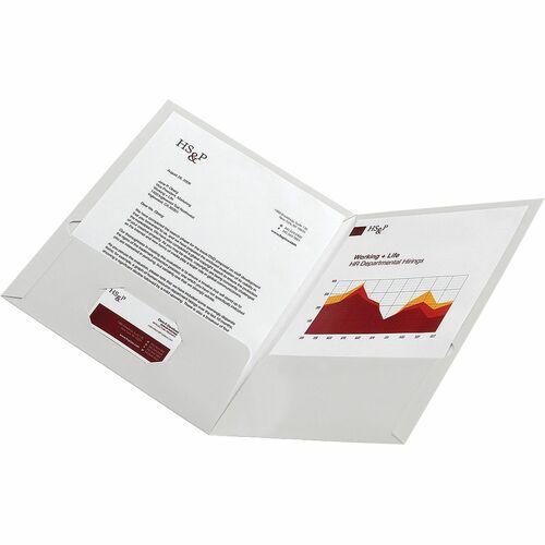 Office Depot® Brand Laminated Paper 2-Pocket Folders, White, Pack Of 10 - 8 1/2" x 11" - 100 Sheets Capacity - 2 Pocket(s) - Paper - White - 10 Pack