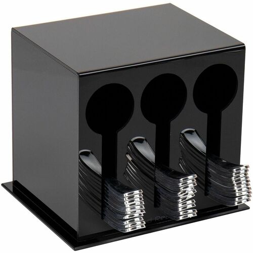 Mind Reader Cutlery Dispenser & Organizer - 24 - 3 Compartment(s) - 6" Height x 2.75" Width x 5.50" Depth - Counter, Tabletop - Lightweight, Compact, Sturdy, Easy to Clean, Durable, Rubber Feet - Black - Plastic - 1 Each