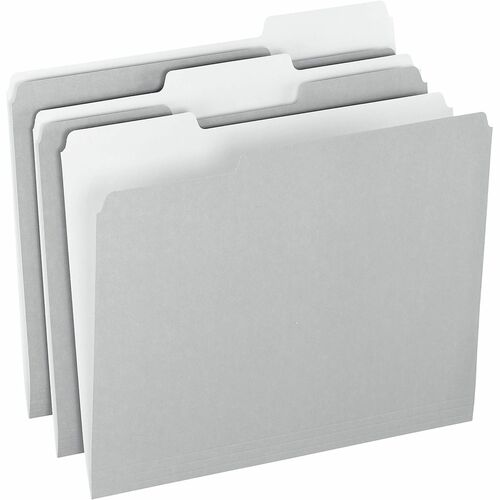 Office Depot® Brand 2-Tone File Folders, 1/3 Cut, Letter Size, Gray, Box Of 100 - 8 1/2" x 11" - Capacity3/4" Expansion - Top Tab Location - Assorted Tab Position - Card Stock - Gray - 10% Recycled - 100 Box