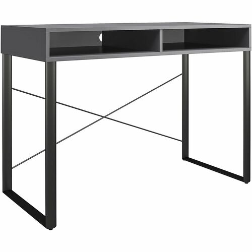 Realspace® Bexler 42"W Computer Desk With Mobile Cart, Gray/Black - Rectangle Top - Contemporary Style - 0 Drawers - 30" Height x 42" Width x 19.70" Depth - Office, Home, Dorm, Paperwork, Office Supplies - Black, Dark - Engineered Wood, Steel - 1 Each