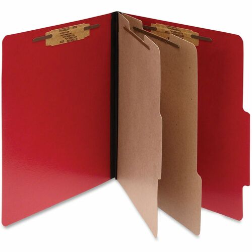 ACCO Presstex Letter Top Tab File Folder with Fastener - 3" Expansion - Top Tab Location - 15 pt. - Acrylic - Red - Tyvek Gusset, Reinforced, Expandable Gusset, Durable - 0% Recycled - 10 / Box