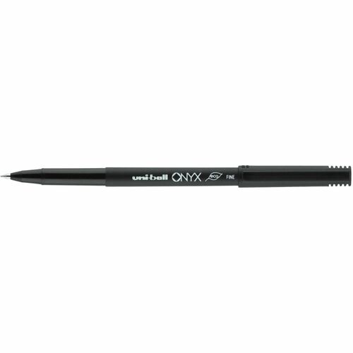 Uni-Ball Onyx, Rollerball Pen - 0.7 mm (0.03") Pen Point - Black Ink - Metal Tip - 12 / Box