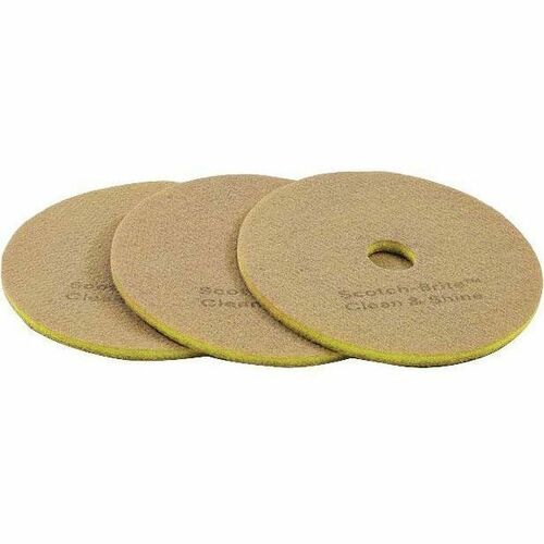 Scotch-Brite Cleaning Pad - 17" Diameter - Floor - Stone Floor - Yellow, Gold - 5 / Carton