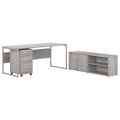Bush Business Furniture Hybrid Platinum Gray Desking - 29.4" x 71"29.9" - File Drawer(s) - Finish: Platinum Gray