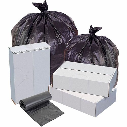 Highmark™ High-Density Can Liners, 22 Mic, 56 Gallons, 43" x 48" , Black, Box Of 150 - 56 gal Capacity - 48" Width x 22 mil (559 Micron) Thickness - High Density - Black - Polyethylene - Can Liner - 150 / Pack