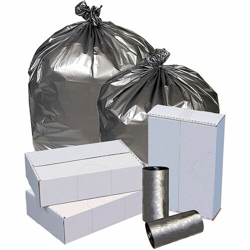 Highmark™ Linear Low Density Can Liners, 1.6-mil, 40 - 45 Gallons, 40" x 46" , Silver, Box Of 50 - 45 gal Capacity - 46" Width x 1.60 mil (41 Micron) Thickness - Low Density - Silver - Low Density Polyethylene (LDPE) - Industrial - 50 / Pack