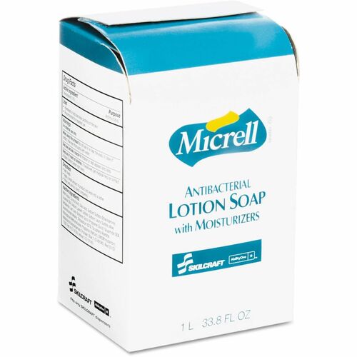 SKILCRAFT® Antibacterial Lotion Soap - Floral Scent - 1.06 quart - Kill Germs - Antibacterial - Clear - 8 / Carton