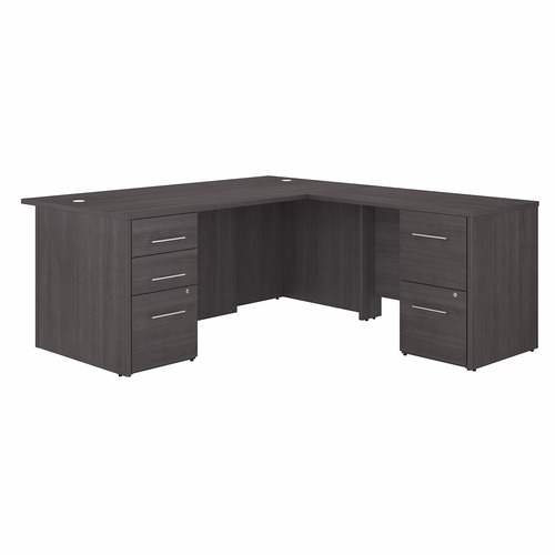 Bush Business Furniture Office 500 Storm Gray Desk - 77.1" x 71"29.8" - 5 x File, Box Drawer(s) - Finish: Storm Gray, Thermofused Laminate (TFL)