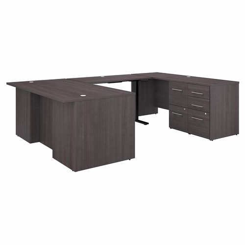 Bush Business Furniture Office 500 Storm Gray Desk - 108.4" x 71"29.8" - 5 x File, Box Drawer(s) - Finish: Storm Gray, Thermofused Laminate (TFL)