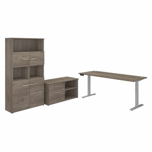 Bush Business Furniture Office 500 Collection Desk - 29.4" x 71"70.1" - 2 x File, Box Drawer(s) - 5 Shelve(s) - Finish: Modern Hickory, Thermofused Laminate (TFL)