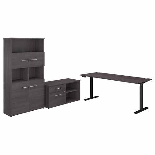 Bush Business Furniture Office 500 Storm Gray Desk - 29.4" x 71"70.1" - 2 x File, Box Drawer(s) - 5 Shelve(s) - Finish: Storm Gray, Thermofused Laminate (TFL)