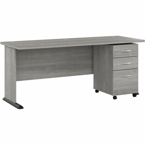 Bush Business Furniture Studio A 72W Computer Desk with 3-Drawer Mobile File Cabinet - 26.8" x 71.5"29.7" - 3 x File, Box Drawer(s) - Finish: Thermoplastic Laminate, Platinum Gray
