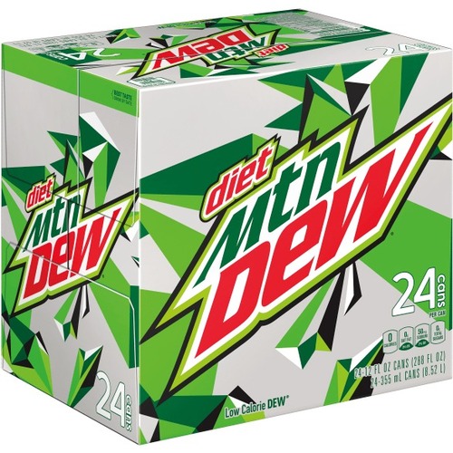 Diet Mountain Dew Soft Drink - Ready-to-Drink Diet - Sugar Free - 12 fl oz (355 mL) - Soda - 24 / Pack